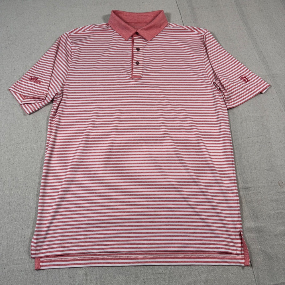 Bobby‎ Jones Polo Mens XL Red White Stripe Performance PGA Tour Championship